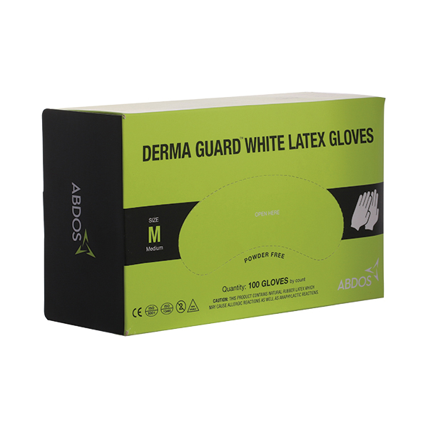 Abdos DERMA GUARD White Latex Gloves – 9.5 inches length